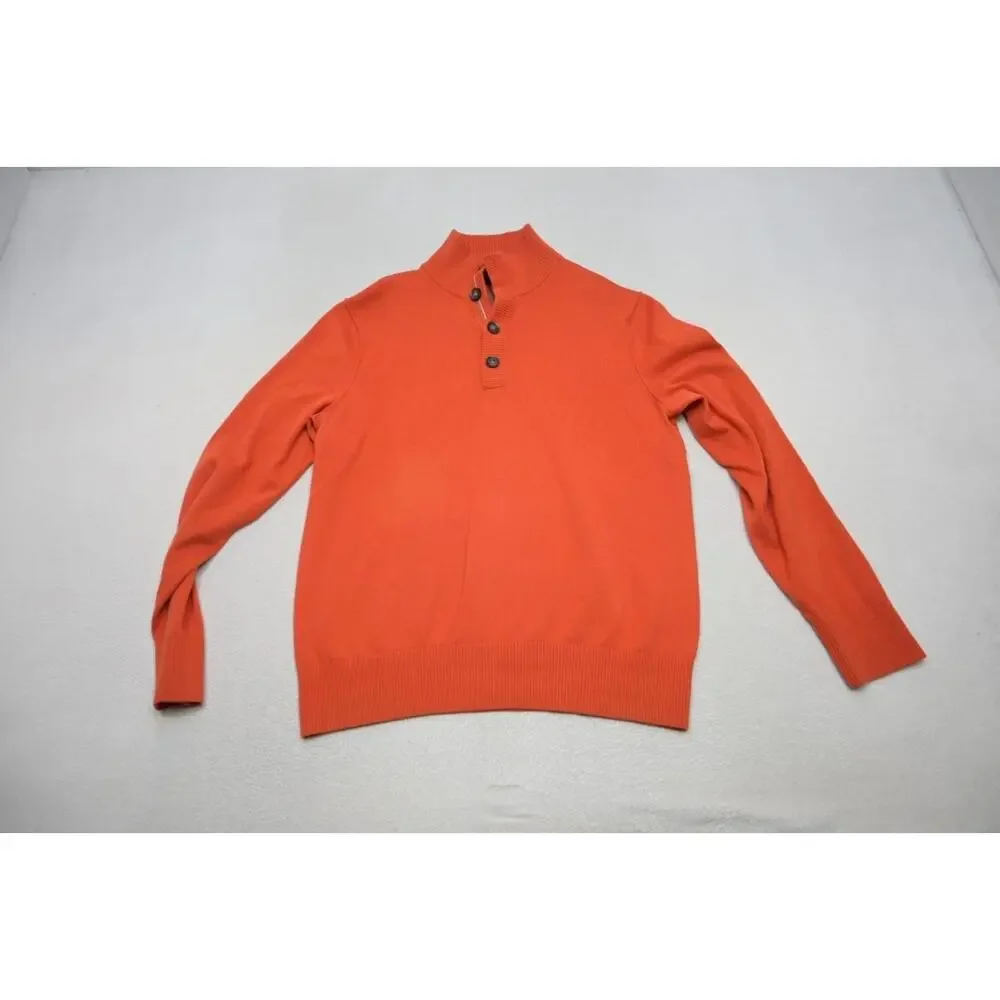 Banana Republic Orange Button Neck Sweater Cotton‎ Cashmere Mens Size Large